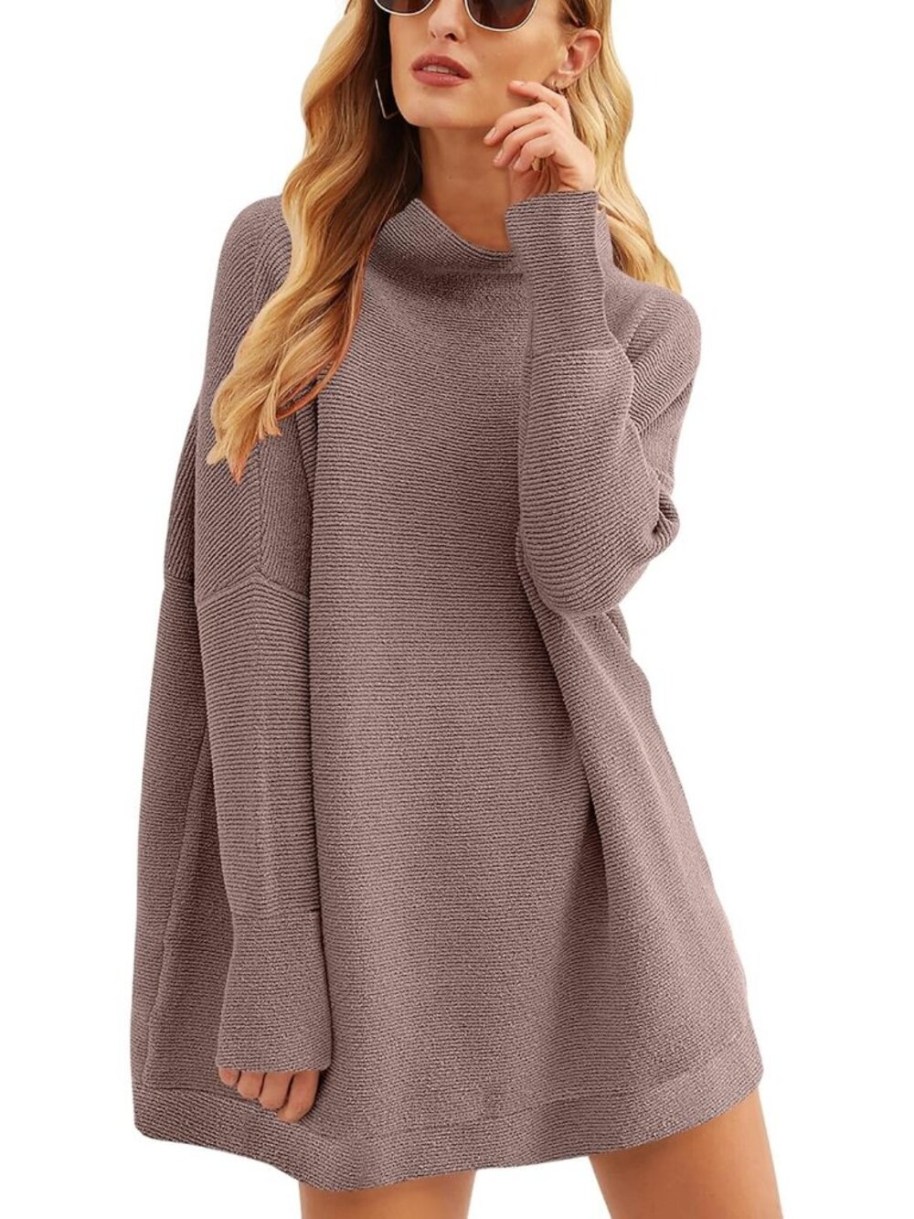 Women's Nutmeg Loose Fit Baggy Casual Knit Top Oversized Turtleneck Sweater